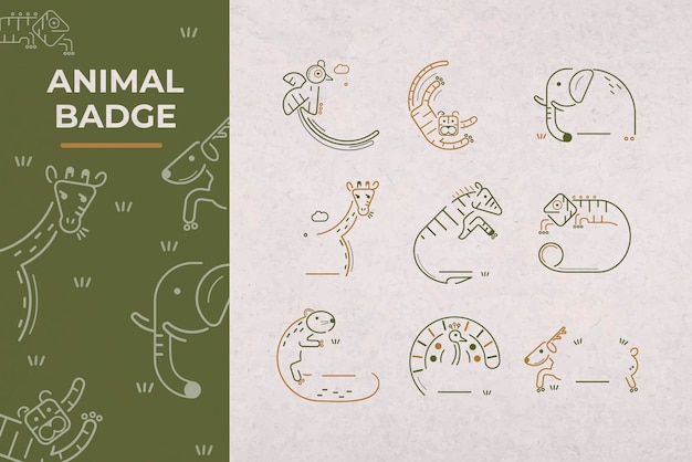 Free vector animal badge design elements vector set