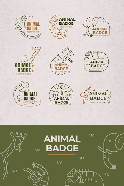 Free vector animal badge design elements vector set