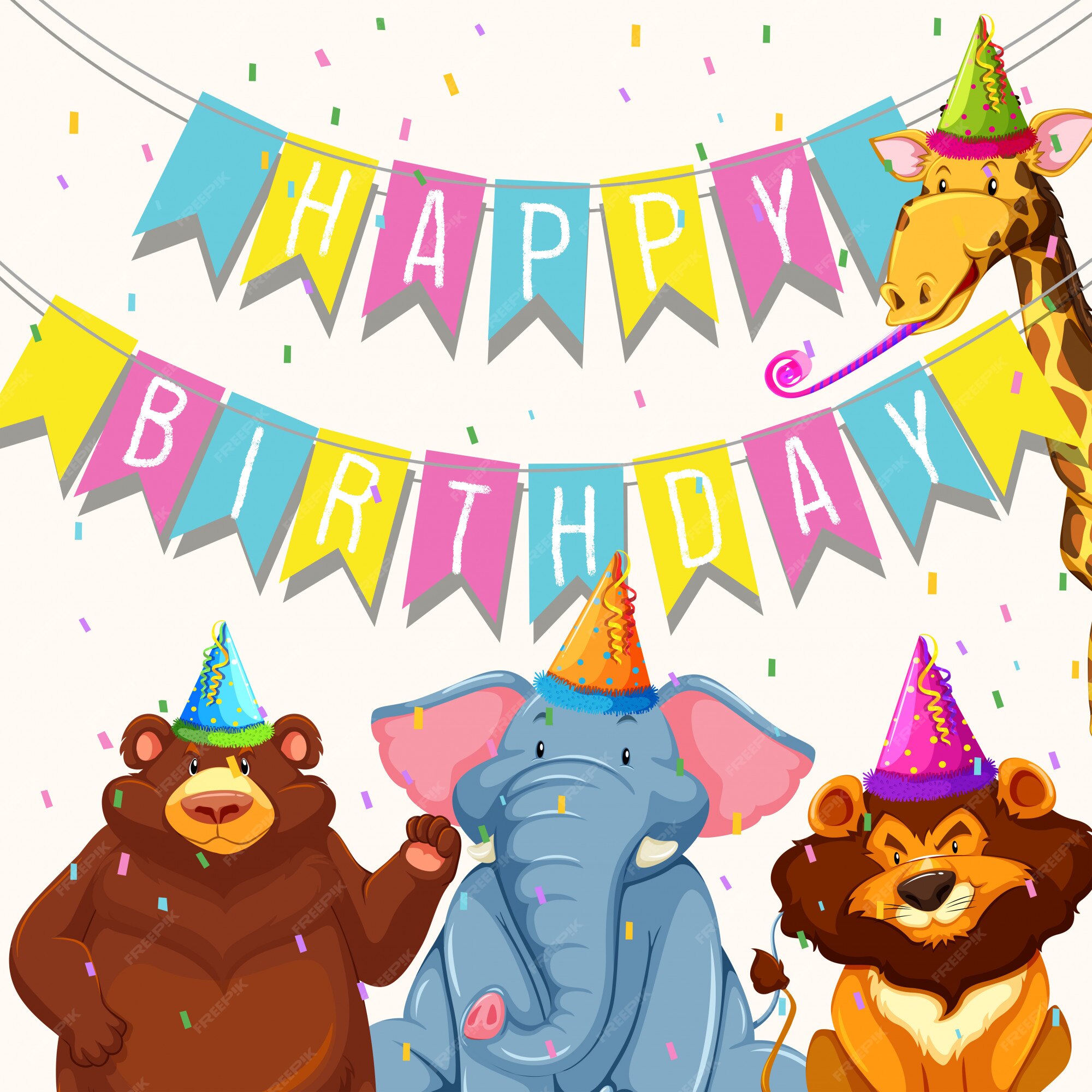Animal birthday Vectors & Illustrations for Free Download | Freepik