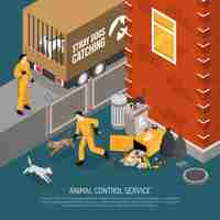 Free vector animal control service isometric