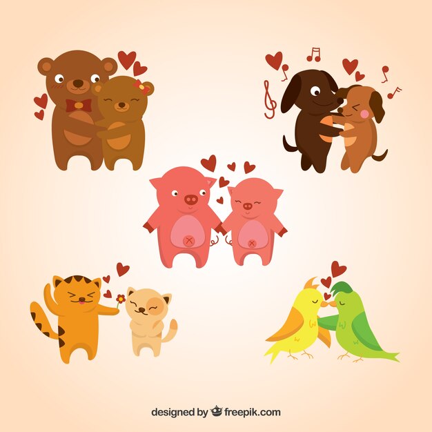 Animal couple collection for valentine