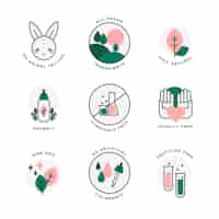 Free vector animal cruelty free badges flat design set