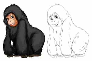 Free vector animal doodle for black chimpanzee