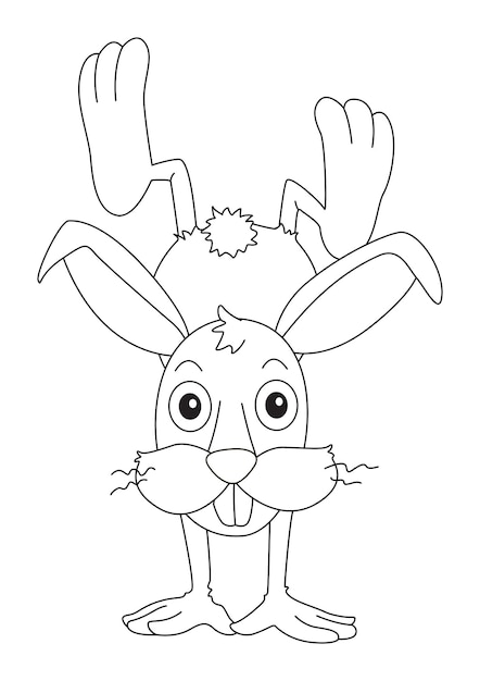 Animal doodle outline for cute rabbit