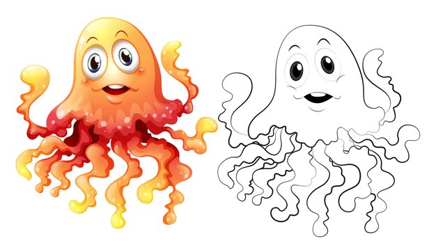 Animal doodle outline for jellyfish