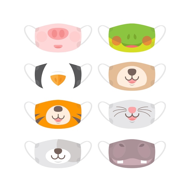 Free vector animal face mask collection