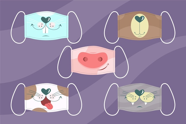 Free vector animal face mask collection