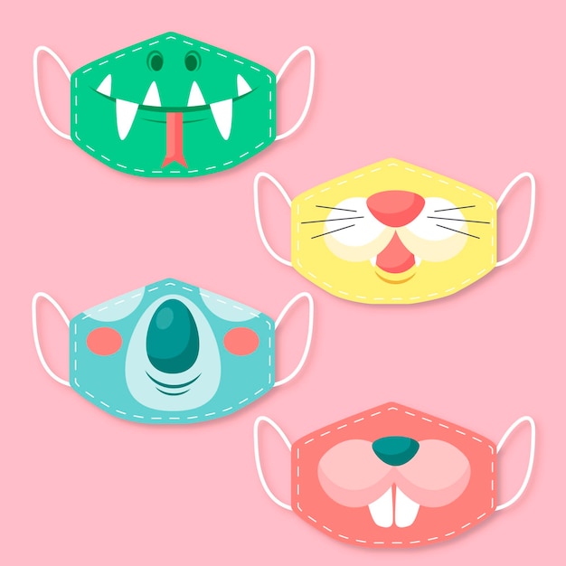 Free vector animal face mask collection