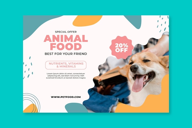 Vettore gratuito modello di banner di cibo animale