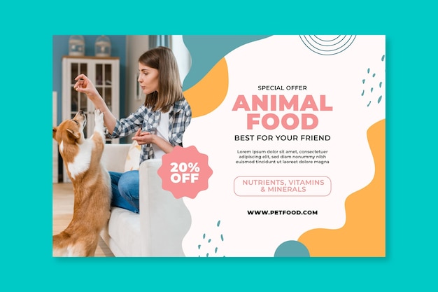 Free vector animal food horizontal banner template