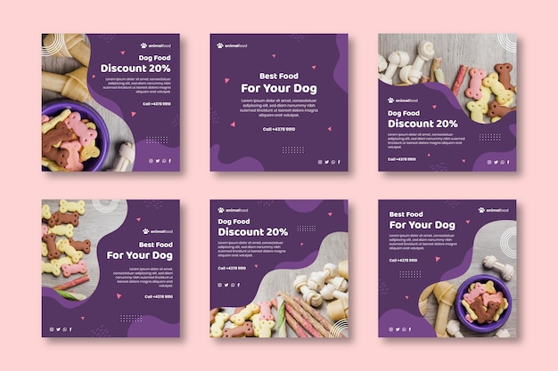 Free vector animal food instagram posts