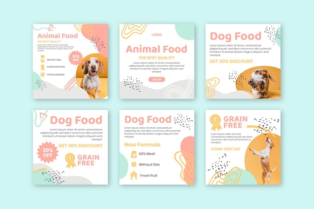 Free vector animal food instagram posts