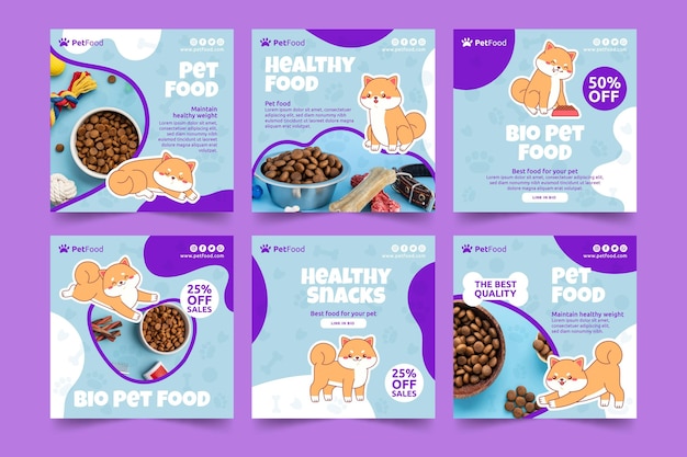 Vettore gratuito post instagram di cibo per animali