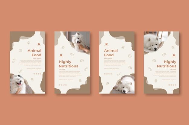 Free vector animal food instagram stories