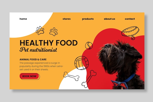 Free vector animal food landing page template