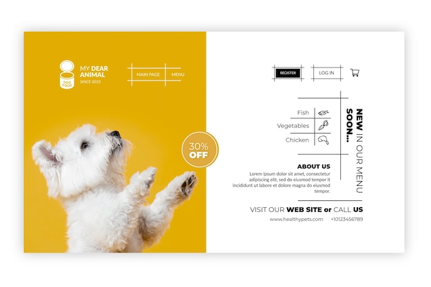 Free vector animal food landing page template