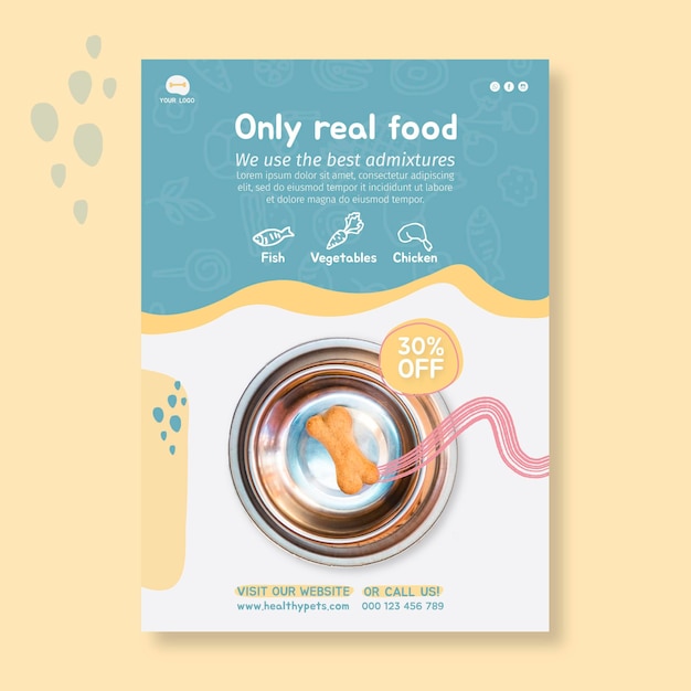 Animal food vertical flyer design template