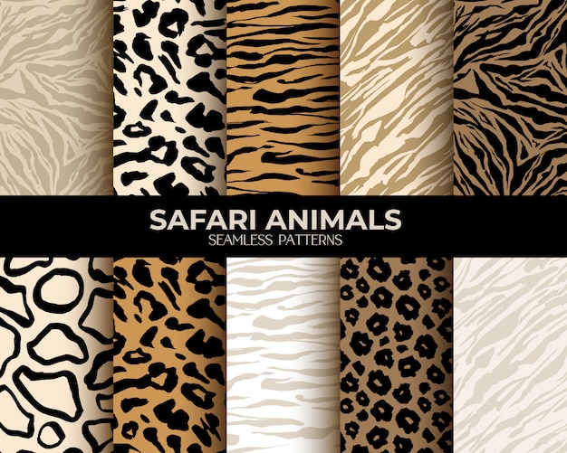 Free vector animal fur print seamless patterns