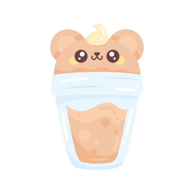 Free vector animal kawaii drink glass