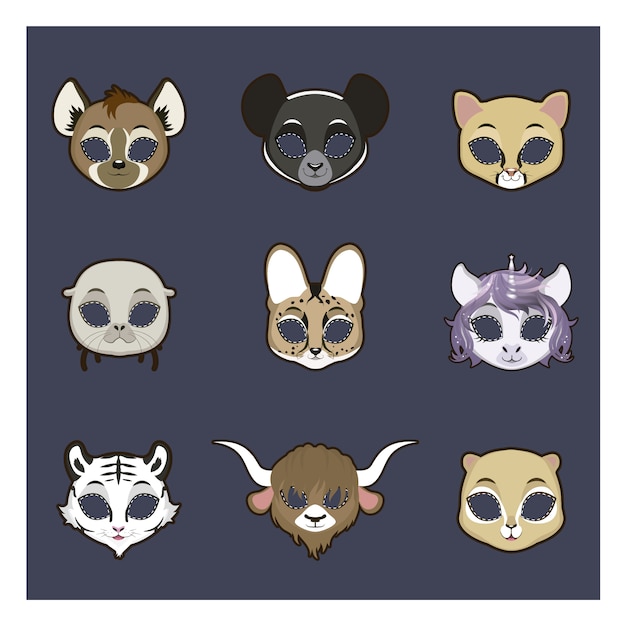 Free vector animal mask collection