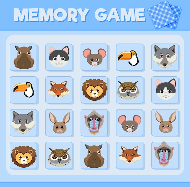 Gioco di carte di memoria animali