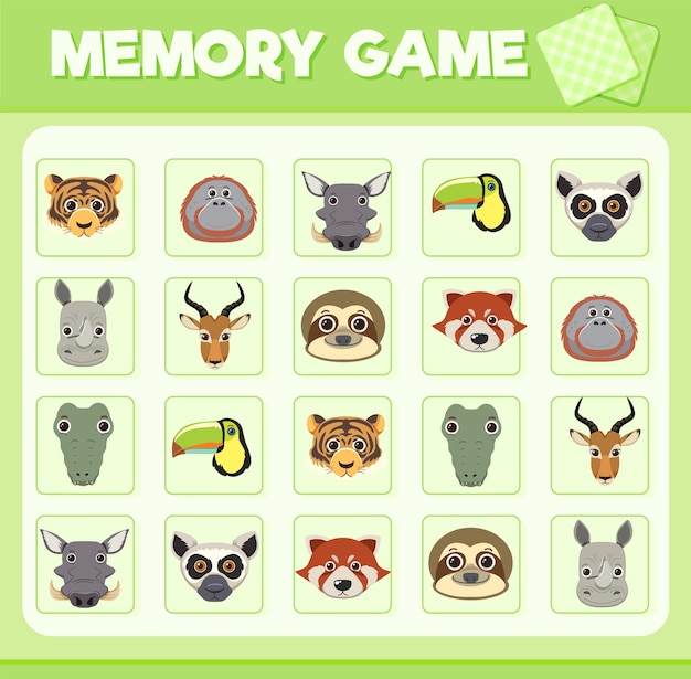 Animal memory card game