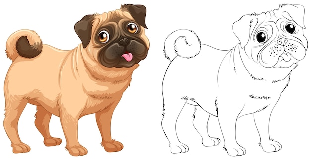 Free vector animal outline for little pug dog