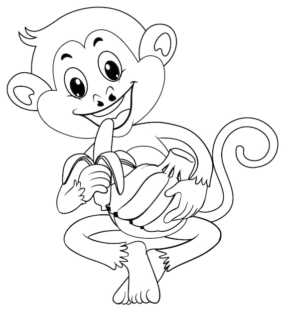 Free vector animal outline for monkey eating banana