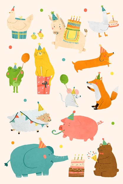 Free vector animal party doodle design