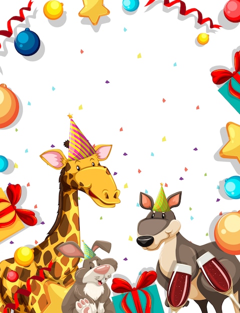 Free vector animal on party frame