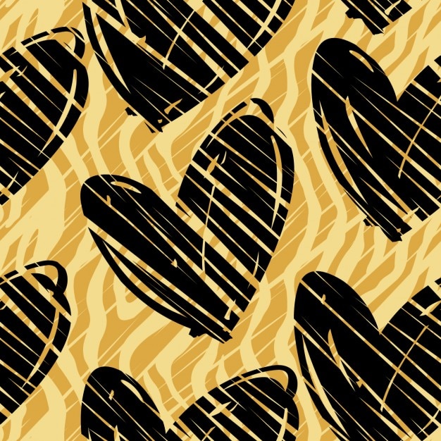 Free vector animal pattern with black hearts