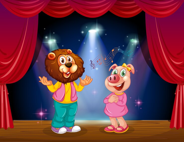 Free Vector animal perform on the stage
