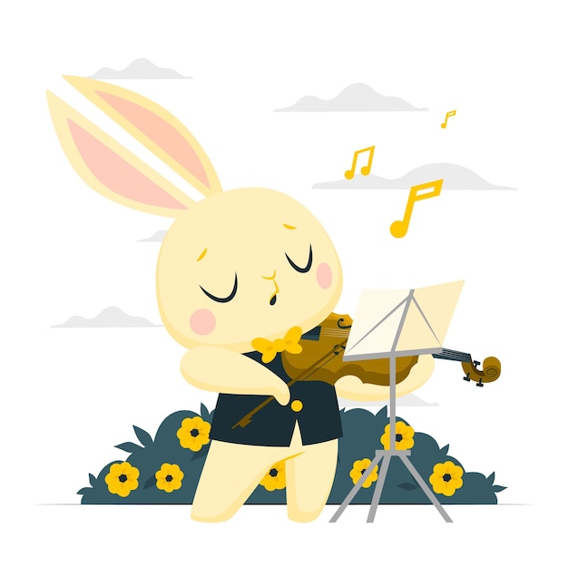 Free vector animal playing violin concept illustration