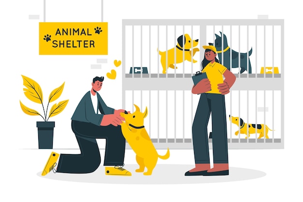 Free vector animal shelter concept illustration