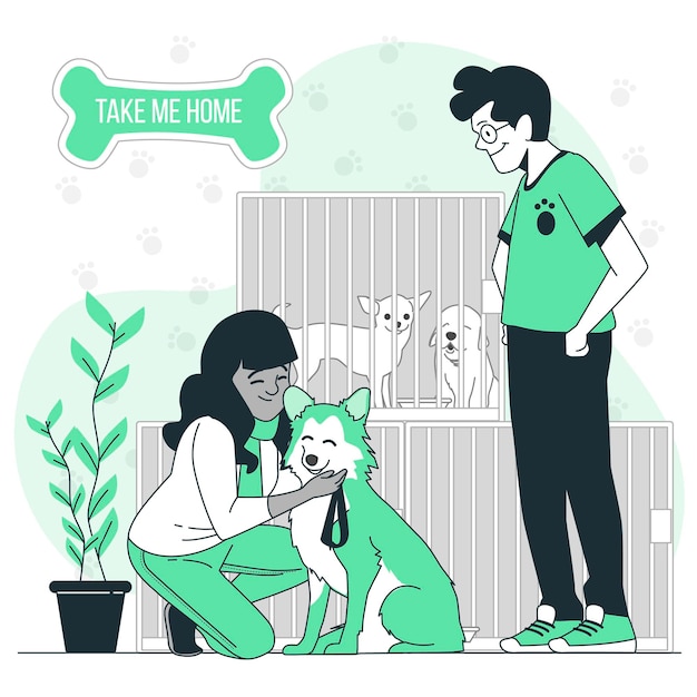 Free vector animal shelter concept illustration