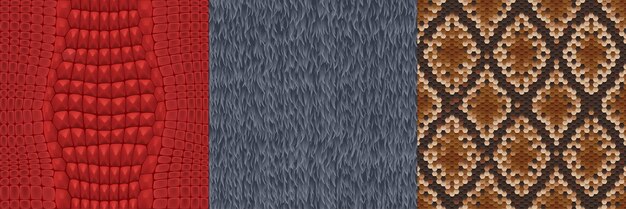 Free Vector animal skin and fur seamless textures for game