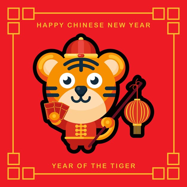 Animal tiger character celebrating  new year