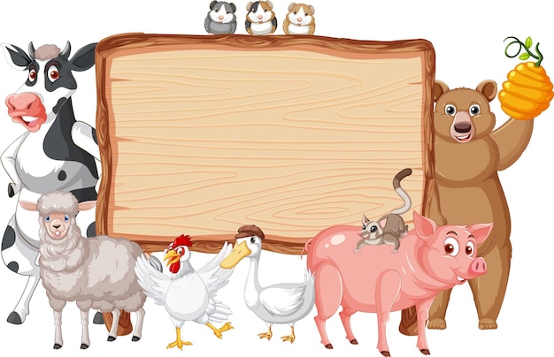 Animale con banner cartello in legno