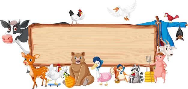 Free vector animal with wooden sign banner