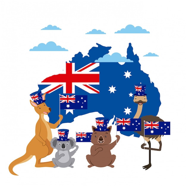 Free vector animals australia day celebration