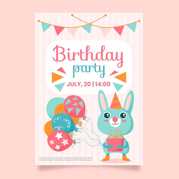 Animals birthday invitation template