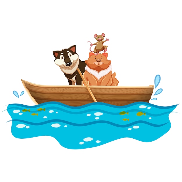 Free vector animals in a boat design