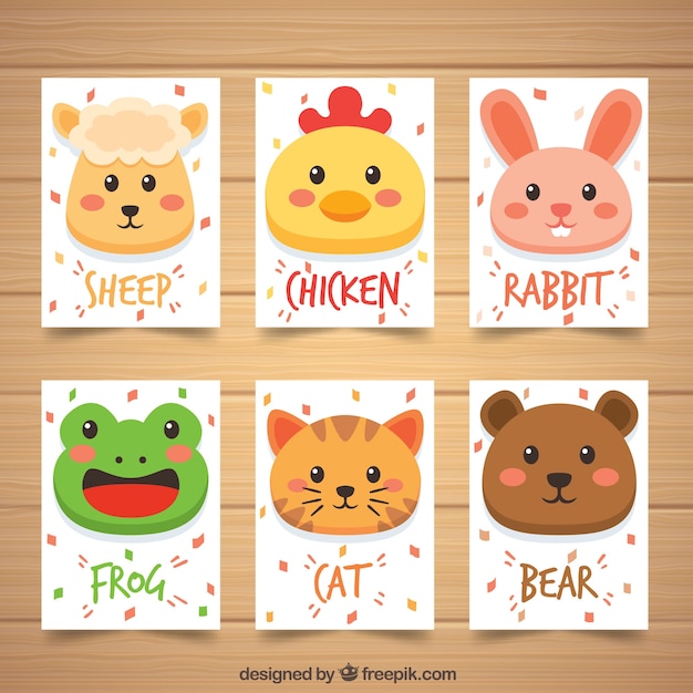 Free vector animals card collection