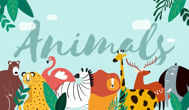 Free Vector animals in a cartoon style