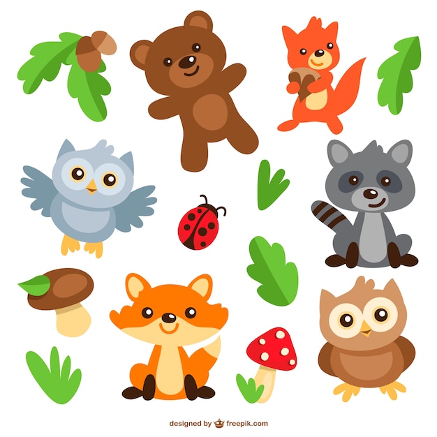 Free vector animals cartoons pack