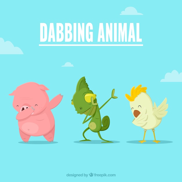 Free vector animals doing dabbing movement