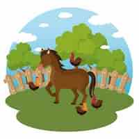 Free vector animals in the farm scene