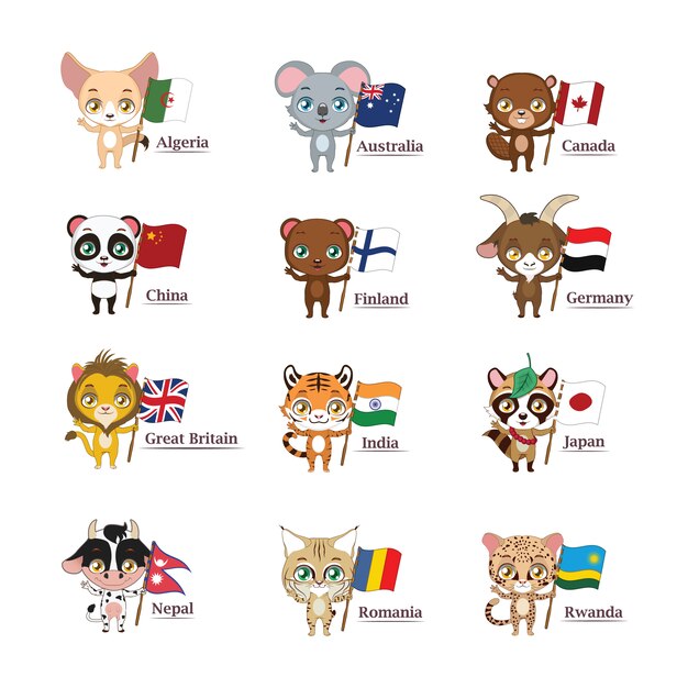 Animals and flags collection