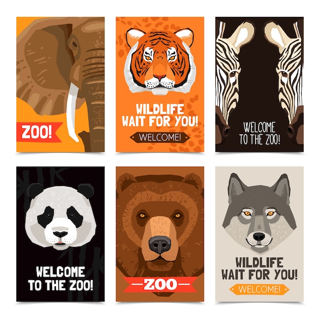 Free vector animals mini posters set