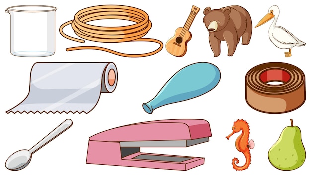 Free vector animals and other objects on white background